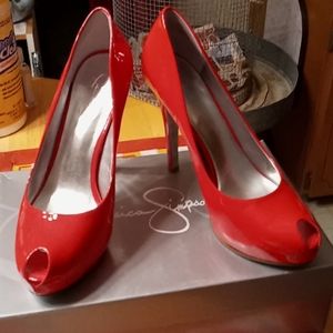 Like New,Jessica Simpson,Red HOT🔥,Patent Leather,High Heels with Sexy PeepToes❤
